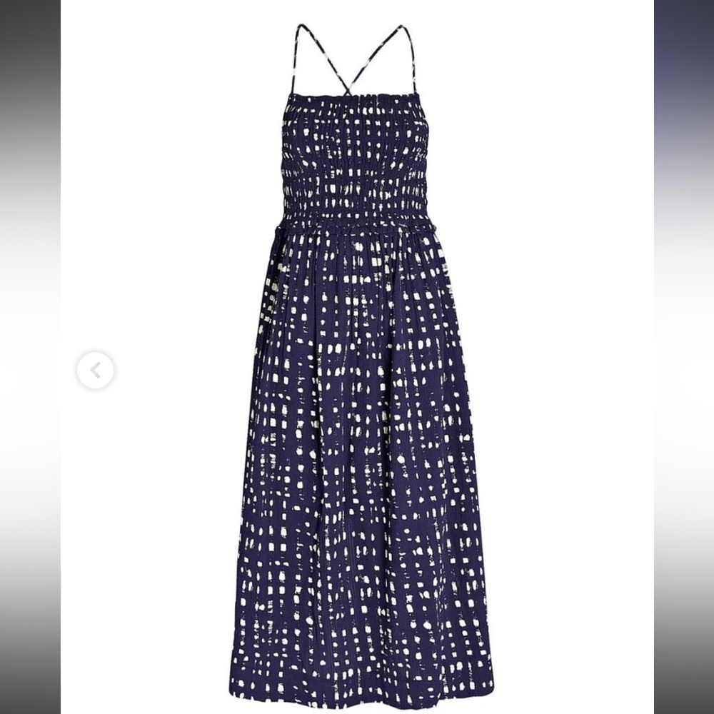 Apiece Apart Navy and White Printed Midi Dress